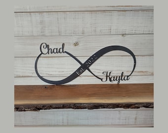 Personalized Infinity Metal Sign: Custom Wedding Date Wall Decor