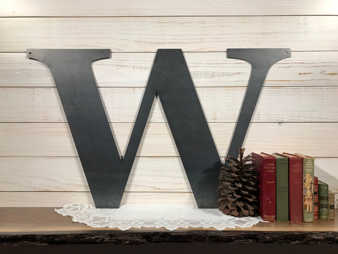 Large Metal Letter W Rustic Metal Sign Metal Wall Art Etsy