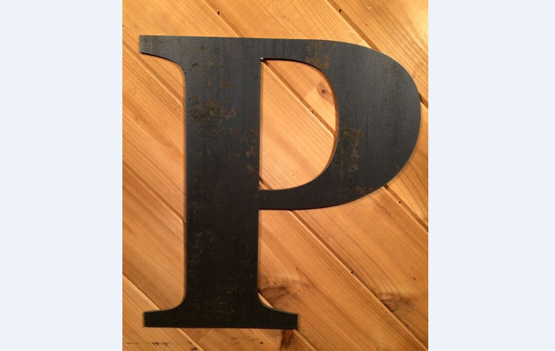 Large Metal Letter P Rustic Metal Sign Metal Wall Art Etsy