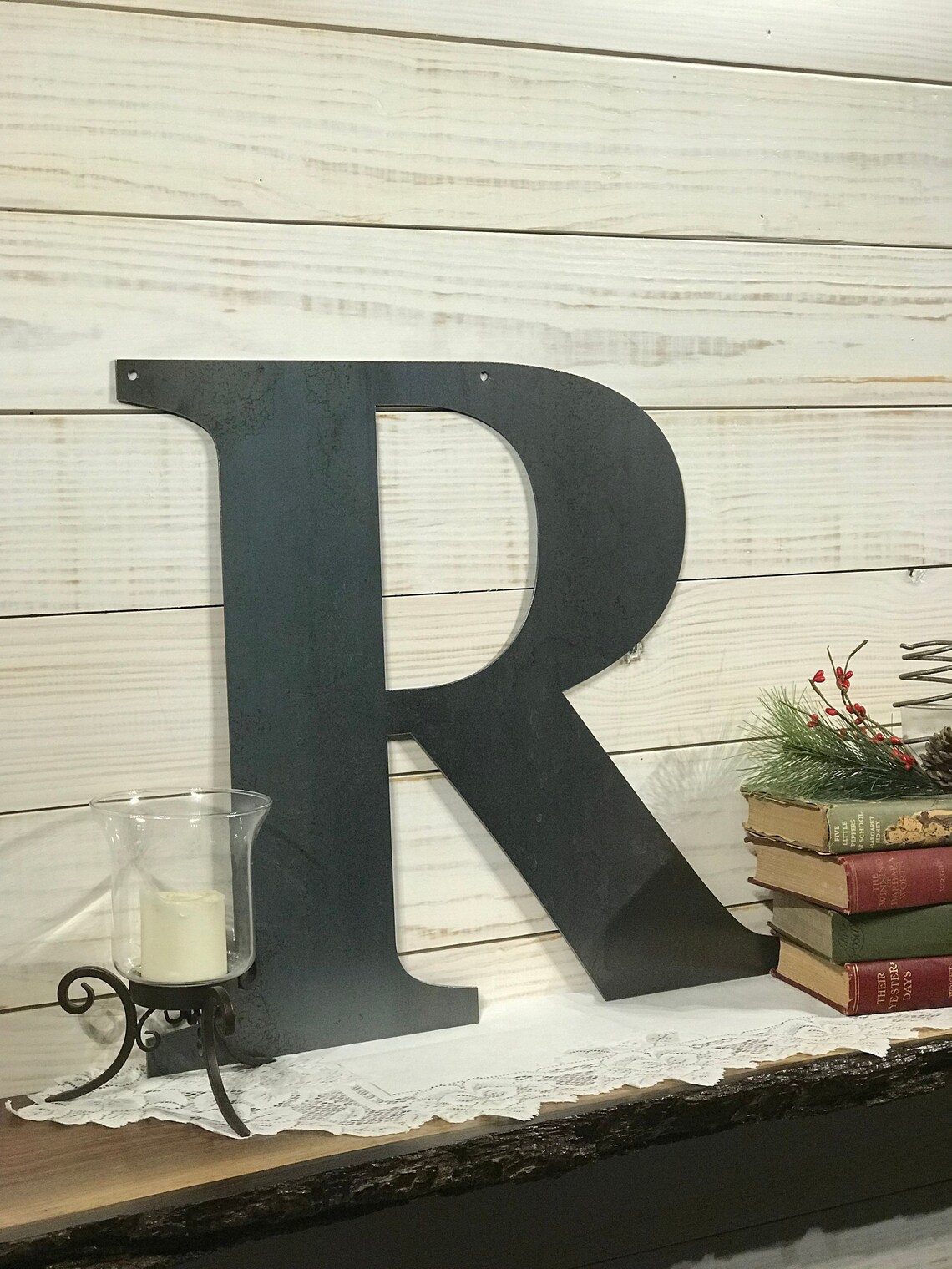 Large Metal Letter R Rustic Metal Sign Metal Wall Art Etsy