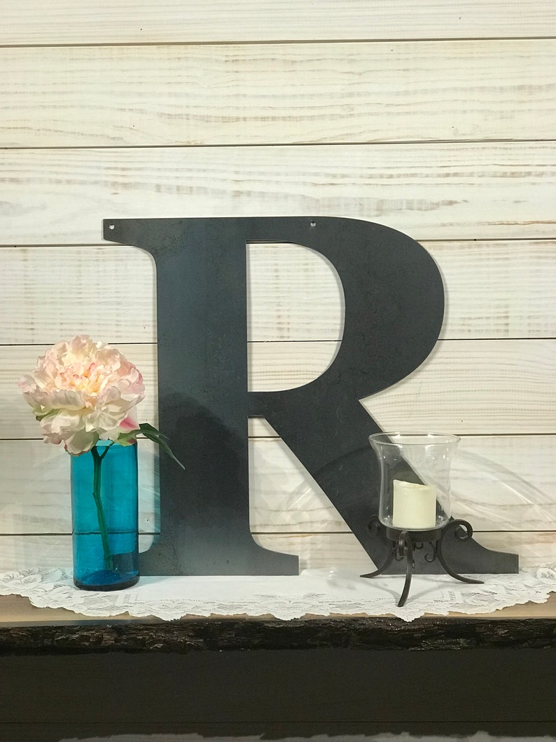 Large Metal Letter R Rustic Metal Sign Metal Wall Art Etsy