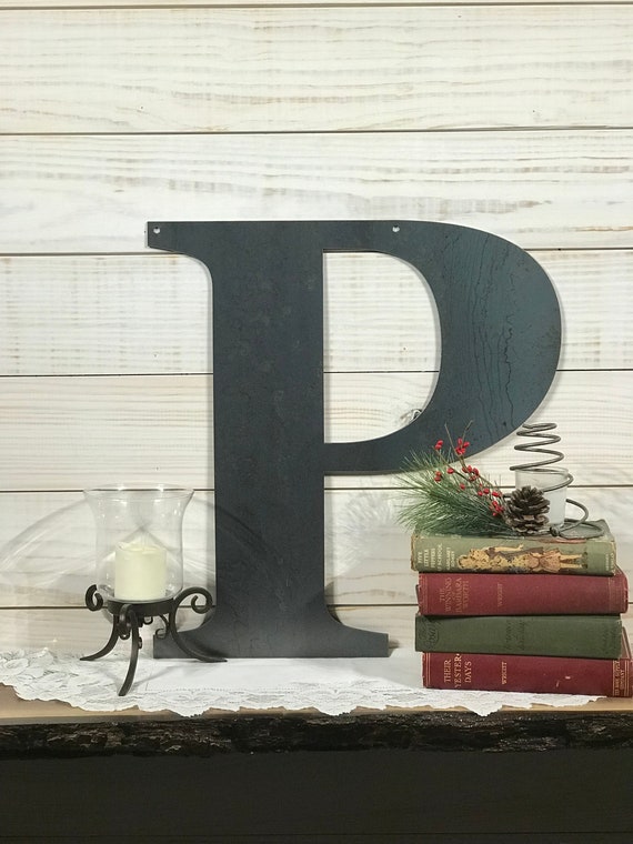Large Metal Letter P Rustic Metal Sign Metal Wall Art Etsy