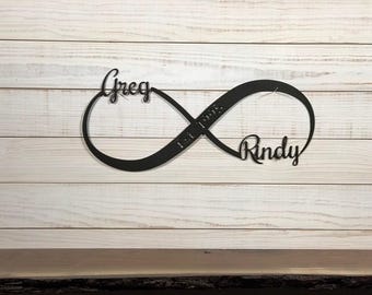 Infinity Sign, Family Established Name Sign, Unique Wedding Gift for Couple,