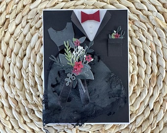 Black Wedding Dress and Tuxedo Card Gothic Wedding till death do us part dark romance cards