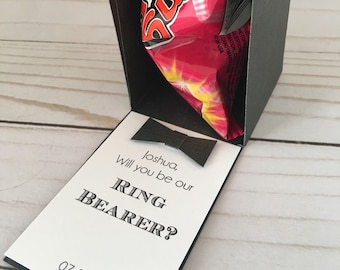 Ring Pop Box, Will you be my Ring Bearer Gift Box, Ring Pop Bridesmaid Proposal, Flower girl Gift, Mini paper box- black or white