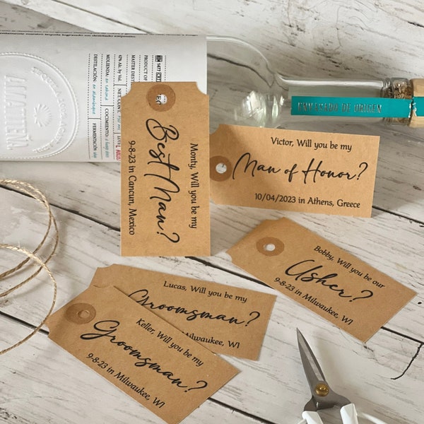 Personalized Favor Tags, Wedding Destination Hang Tags, Will you be my Groomsman, Best Man Booze Cards, Tags Groomsmen, Best Man Proposal