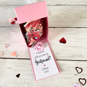 Pink Ring Pop Gift Box, Personalized printed message with paper rose added.