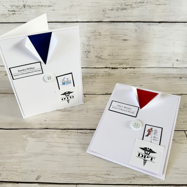 Doctor of Physical Therapy Card, DPT Gift, Occupational Therapy Graduation Cards, White Ceremony Match Day Birthday Card for Medical Student