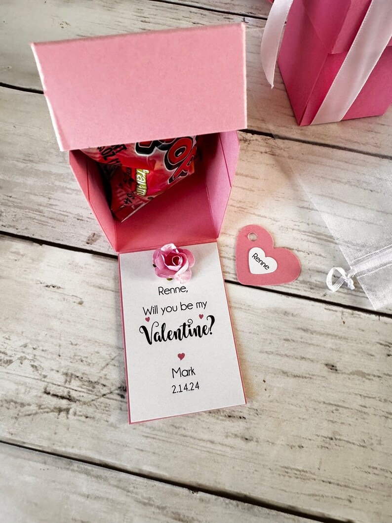 Will you be my Girlfriend /Boyfriend / Valentine Ring Pop Gift box card. Handmade box with card attached. Customize your saying and personal it.