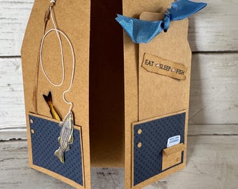 Fishing Vest Card, Birthday, Father’s Day Retirement Congratulations gift eat sleep fish