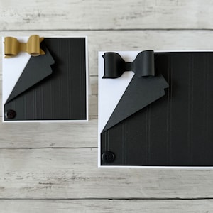 Black Tuxedo Bow Tie Card, Happy Birthday, Anniversary, personalized Men’s Suit Card, Groomsmen proposal / Thank you to my Dad, Groom to be