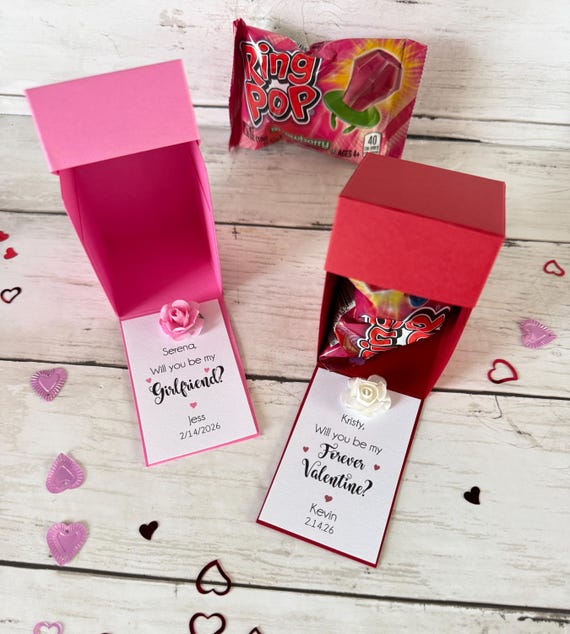 Be my Girlfriend / Boyfriend Ring Pop Candy Gift Box Pinky Promise Valentine's Day Gift I love you