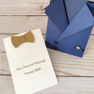 Tuxedo Card, Suit and bow tie card, navy blue, Will you be my Best Man / Groomsman Gift Fathers Day, Birthday Retirement