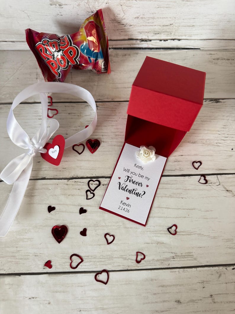 Be my Girlfriend / Boyfriend Ring Pop Candy Gift Box Pinky Promise Valentine's Day Gift I love you image 7