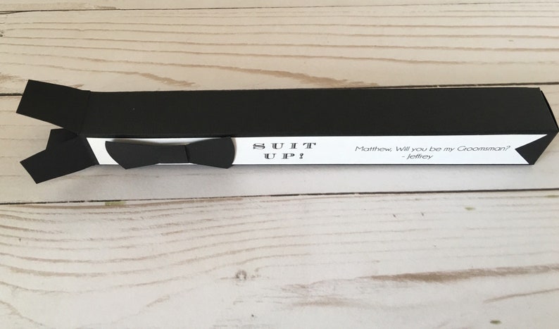 Suit Up Cigar Gift Box Holder Best Man Proposal Mini paper box Will you be my Groomsman Gift Box Little Black Box