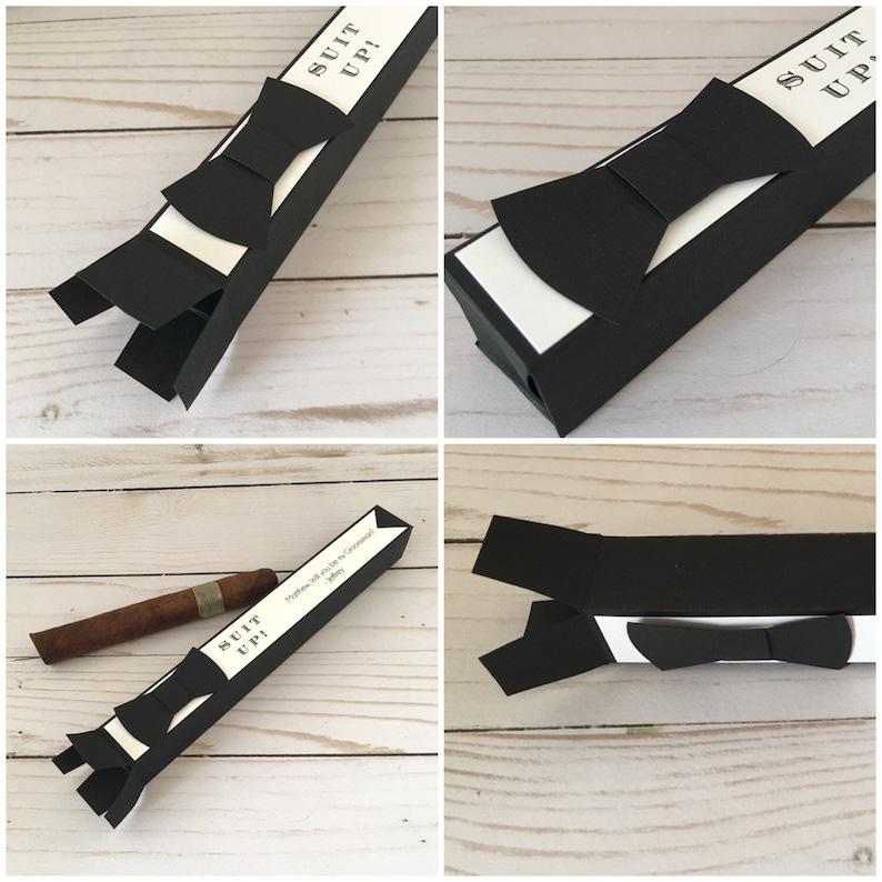 Suit Up Cigar Gift Box Holder Best Man Proposal Mini paper box Will you be my Groomsman Gift Box Little Black Box