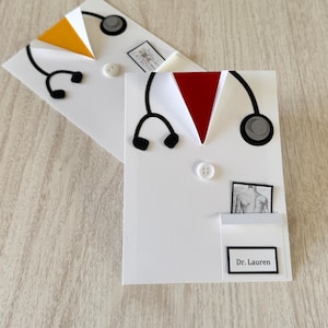 Doctor of Osteopathic Medicine Card, White Coat Ceremony Graduation Celebration Gift, Scrub coat with stethoscope