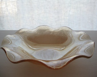 Louisa Floragold Ruffled Fruit Bowl by Jeannette Glass