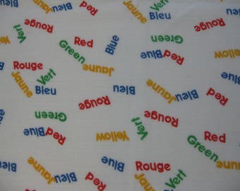 French & English Color Names Cotton Knit Fabric - 1/2 Yd.