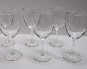 Set of 6 Clear Crystal Wine Goblets