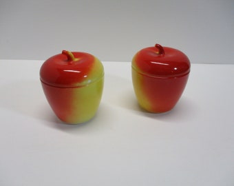 Pair of Hazel Atlas Apple Jam or Trinket Jars