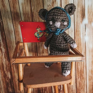 Crochet handmade stuffed mouse - Tommy - plush amigurumi mouse doll with bonnet