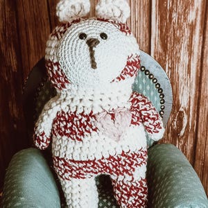 Crochet Heirloom Teddy Bear Minnie - Handmade wool plush amigurumi bear stuffie