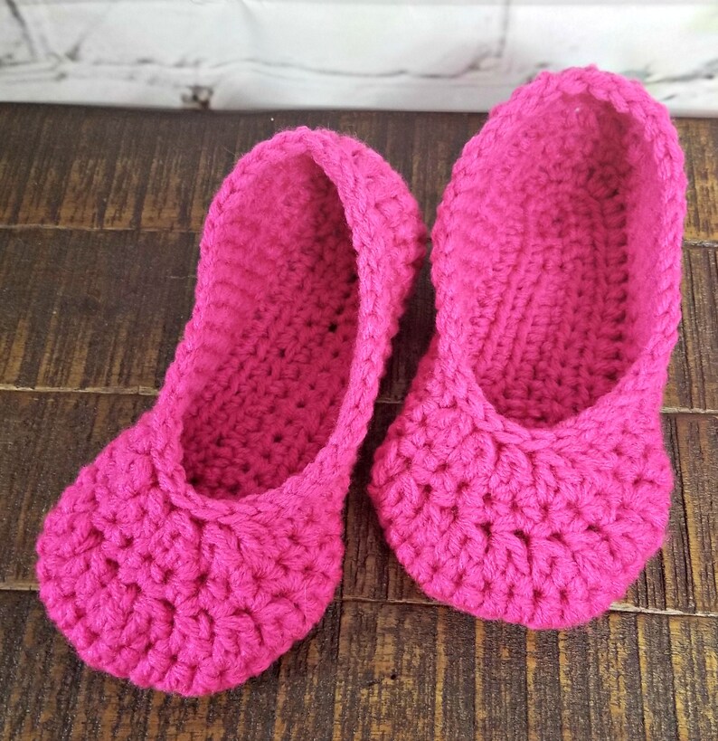 Womens crochet slippers hot pink women's slipper MADE TO Etsy