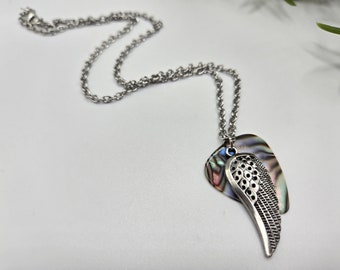 AINFQY Guitar Pick Collana in argento Sterling 925 Abalone Shell
