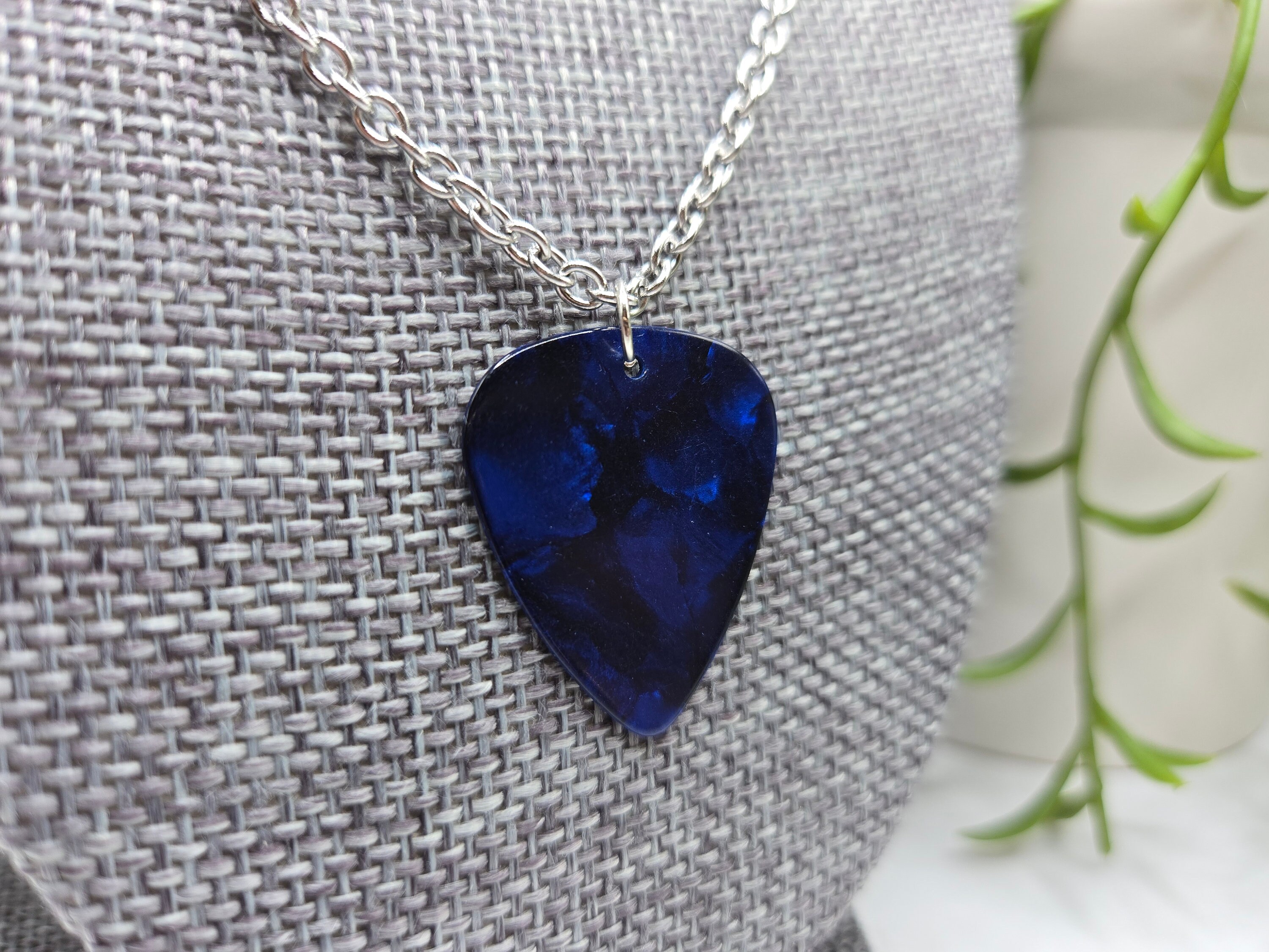 Blue Pearl Guitar Pick Necklace | Rock and Roll | Heavy