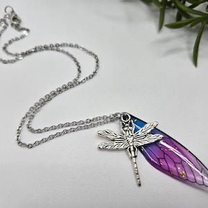 Dragonfly wing necklace with dragonfly charm | fairy wing necklace | fey | fae | faerie | enchanted | fantasy | wings
