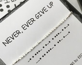 NEVER EVER GiVE UP Morse Code Bracelet Be Strong Keep the Faith Inspirational Positive Message Secret Code Have Faith Healing Jewelry