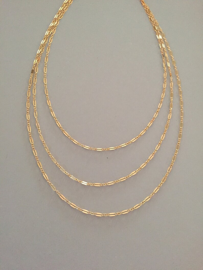 Triple Strand Gold Necklace Nordstrom Long Layered Lariat Etsy