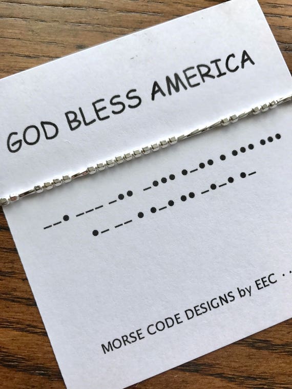 GOD BLESS AMERICA Morse Code Necklace Patriotic Jewelry 14k | Etsy
