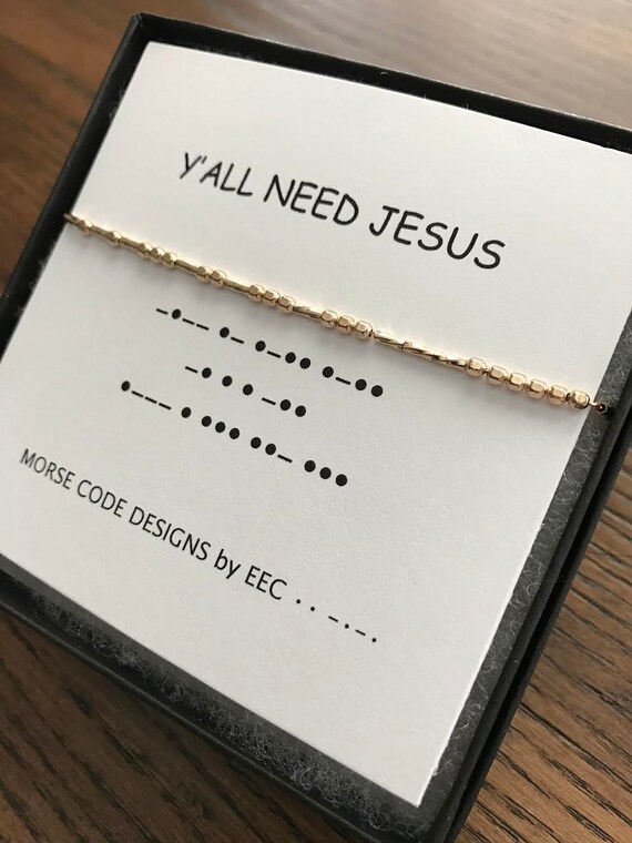 Yall Need Jesus Morse Code Bracelet Beaded Message Bracelet Secret Message Jewelry Stacking Bracelet 14k Gold Filled Or Sterling Silver - 