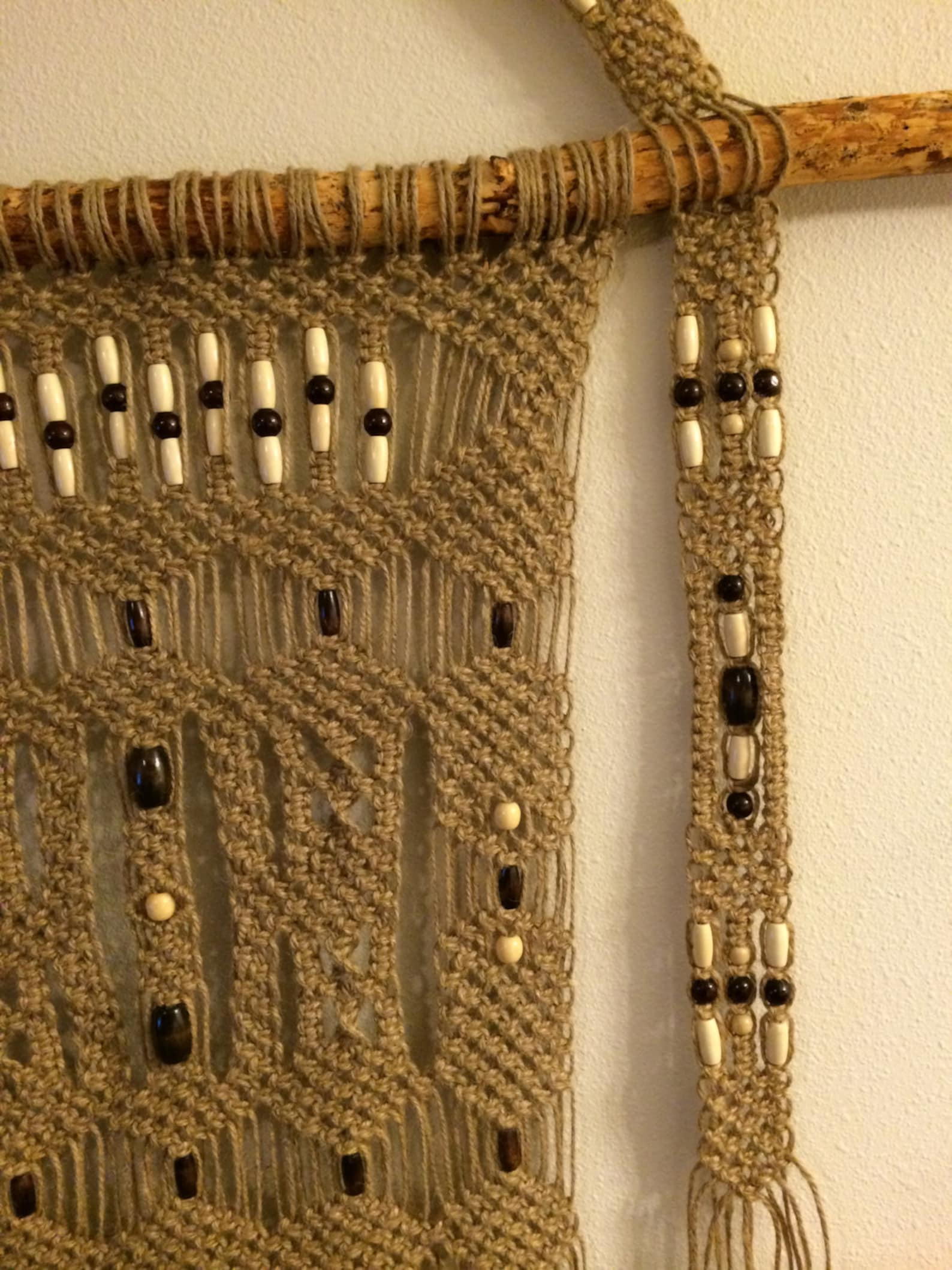 Large Jute Macrame Wall Hanging with Wooden Beads on Etsy