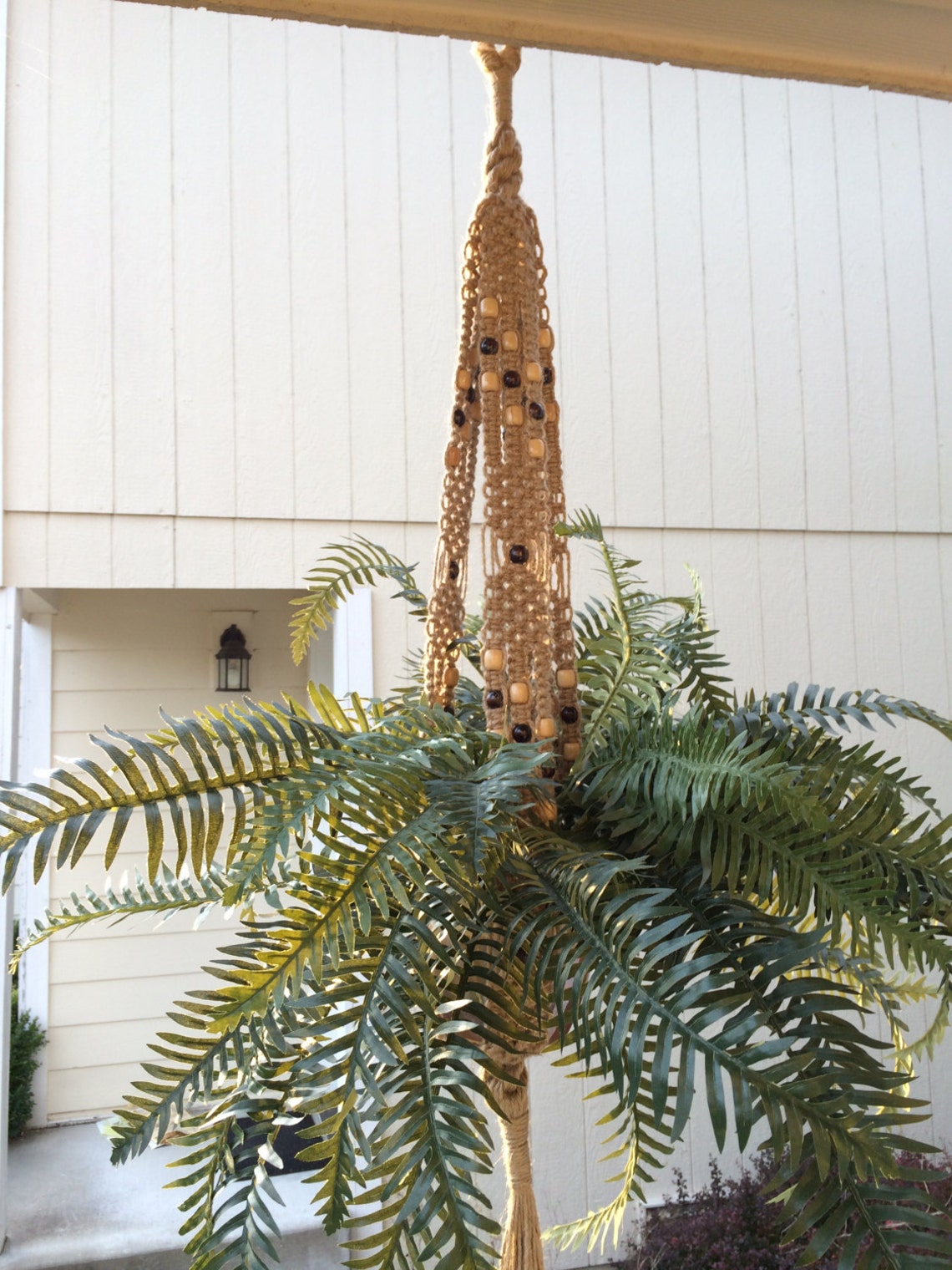 Large Heavy Duty Natural Jute Macrame Hanger With Wooden Beads Etsy