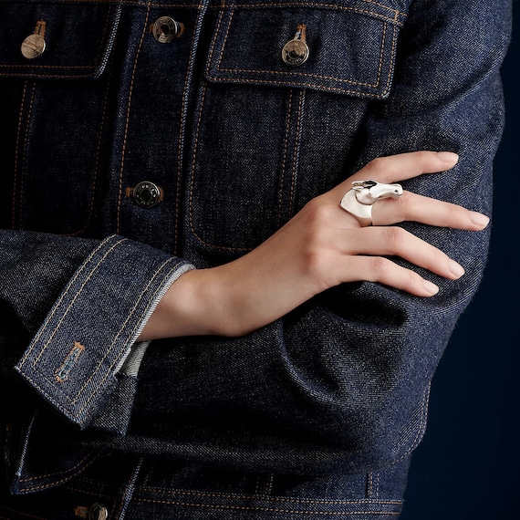 アクセサリー HERMES / Horse shoe ring Hermes Palladium Charms fer a Cheval Horseshoe Scarf Ring