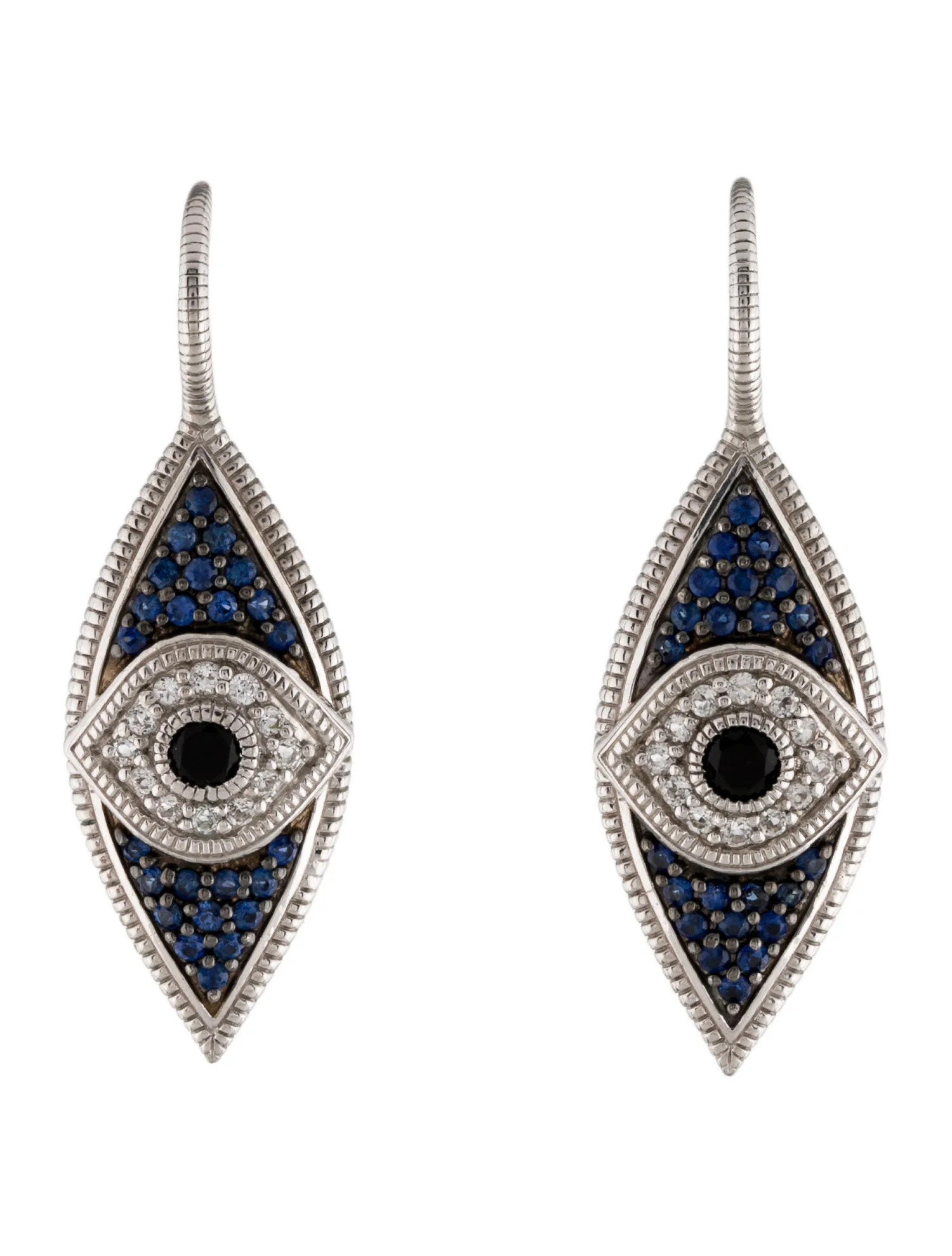 JUDITH RIPKA Designer Evil Eye Large Drop Earrings Sterling Silver