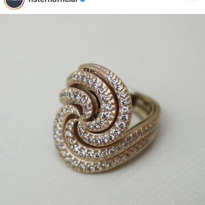 H. Stern IRIS 18K Rose Pink Gold & 91 Pave Diamonds Designer Statement Cocktail Ring Size 5.5