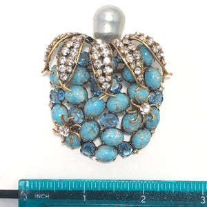 IRADJ MOINI Vintage Costume Jewelry Large Berry Gemstone Brooch Pin