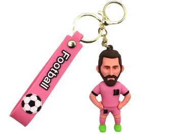 New Lionel Messi #10 Pink Silicone Soccer Football Keychain Souvenir Sports Memorabilia Collectible