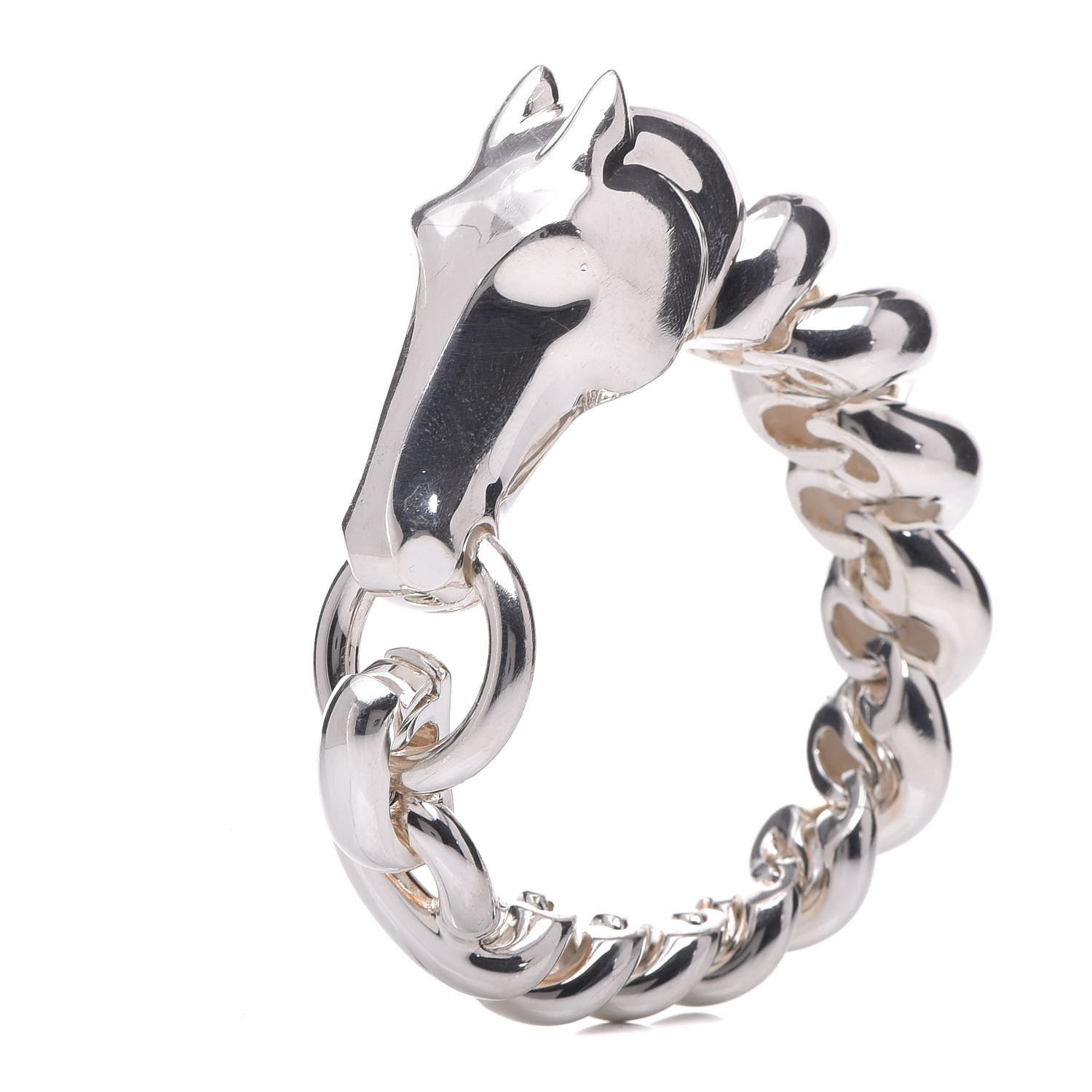 Hermès Galop Bangle Bracelet SH HERMES Sterling Silver Galop Cuff Bracelet Large Model Size