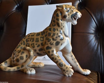 Very Rare Bing & Grondahl Porcelain Leopard Figurine Sculpture Royal Copenhagen Animal Decor Collectible Gift