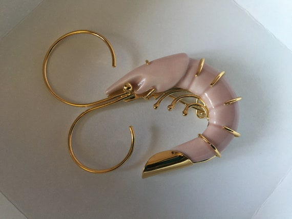 Brass Enameled Pink Crab Earrings Brass Enameled Pink Crab Earrings