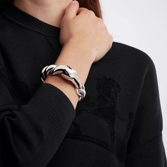HERMES Sterling Silver Galop Cuff Bracelet Large Model Size HERMES Sterling Silver Galop Cuff Bracelet Large Model Size