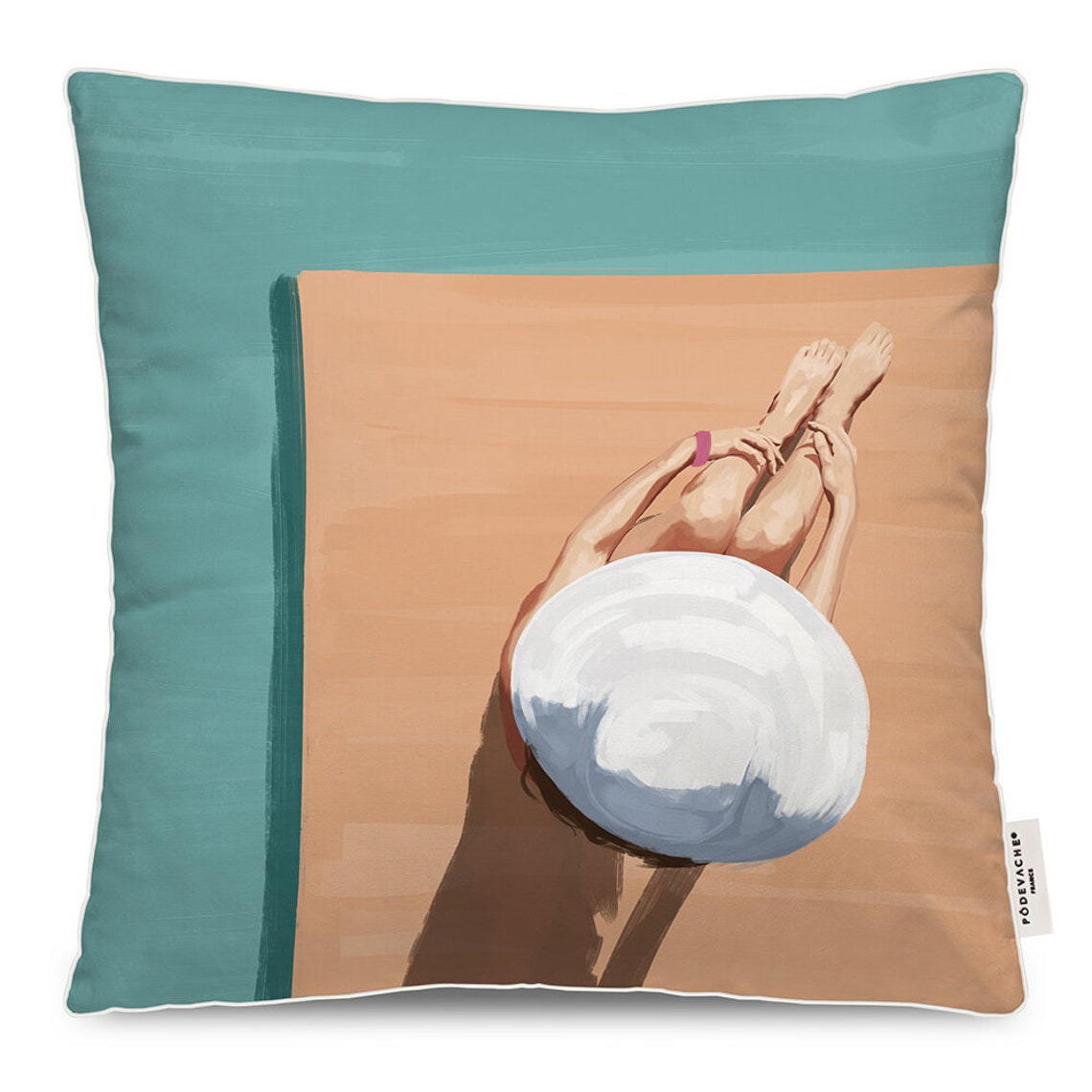 PODEVACHE Lady on Sun Deck Indoor Outdoor Cushion Pillow Beach Décor