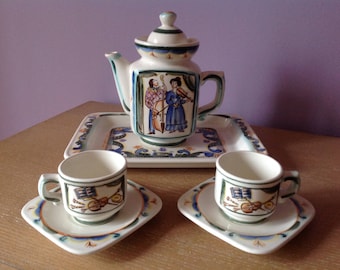 Vintage URSS ruso ZIK Konakovo arte cerámica cerámica café o té conjunto para dos música tema decoración regalo cocina