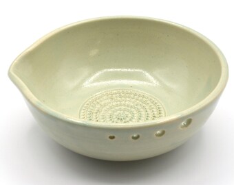 Garlic Grater & Herb Stripper Bowl, Handmade Wheel Thrown Pottery, Ceramic Grating Plate