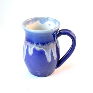 Pottery Mug 12 oz Ceramic Coffee Cup, Handmade Wheel Thrown Stoneware Pottery Purple & White